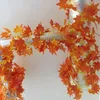 Decorative Flowers 2.4m Home Autumn Decoration Leaves Garland Artificial Vine Fake Foliage String Thanksgiving Christmas Garden