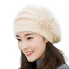 Beanies Beanie/Skull Caps Solid Color Hat With Flowers Fashion Womens Flower Knit Crochet Beanie Winter Warm Cap Beret Gorro Invierno Hombre