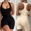 Active Set One Piece Summer Seamless Yoga Set Women Strap Slim Fit Jumpsuit Biker Shorts Sportsuit Workout Outfits Fitness Clothingt