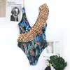 Women's Swimwear 2023 Bathing Suit Dress Ruffle Print Cover Up Sexy One Piece Woman Swimsuit With Sarong Summer Beach Monokini Women