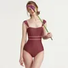 Moda de banho feminina, ou seja, biquínis para mulheres coreanas capa retrô de barriga com arruel Triangle Swimsuit Spring Vacation 230313