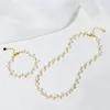 Halsbandörhängen sätter 2st per lyx Natural Pearl Korean Ins Chokers Armband Smycken Lady Costume