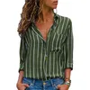 Women's Blouses Shirts S-3XL Women Striped Blouses Shirt Ladies Long Sleeve Blouse Shirts Casual Tops Pockets Chemisier Femme Blusas Mujer de Moda 230313