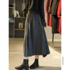 Skirts 2023 Autumn Winter Women Fashion Solid Color Pleated Female High Waist Wool Ladies Midi Long Woolen N93