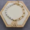 Strand 2023 Trendy Half Pearl Chain Women Bracelet Adjustable Coin Head Pendant