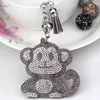 Nyckelringar Rhinestone Monkey Key Chains Rings Holder Crystal for Women Jewelry Bag Pendant Car Keyrings