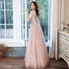 Ethnic Clothing Women Pink Fairy Pearls Prom Dresses Princess Party Long Tulle A-Line Formal Evening Gown