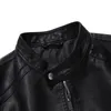 Men's Leather Faux Leather Autumn Men's Casual Fashion Stand Collar Slim PU Leather Jacket Solid Color Leather Jacket Men Anti-wind Motorcycle 5XL 230313