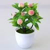 Decorative Flowers Mini Tree Bonsai Artificial Plants Simulated Green Plant Potted Fruit Fake Flower Decoration Plastic Home Office