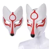 Parti Maskeleri 1PCJAPANSE DERİ KABUKI KitSUE Foxes Maskeleri Japon Anime Cosplay Cadılar Bayramı Parti Kostümleri Elastik Kemerle Noel 230313