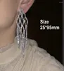 Backs Earrings Crystal Bridal Chandelier Dangle Drop Clip On Ladies Gifts Bohemian Rhinestone Fringe Chain Tassel Earring
