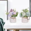 Decoratieve bloemen Mini kunstmatige hortensia bonsai met keramische vaasplant bloemen arrangement voor tuin bureaublad home decor