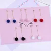 Dangle Chandelier Korean Sweet Ball Fashion Temperament Big Hair Ball Earrings Long Tassel Hair Ball Plush Earrings Autumn And Winter Earrings G230313