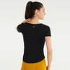 Active Sets T-shirt de yoga à manches courtes original de Lulu pour femme coupe ajustée élastique mince à séchage rapide respirant sport fitness et fitness