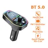 Беспроводной FM -передатчик двойной USB Type C PD 20W 3.1A быстро зарядка Bluetooth 5.0 Handsfree Car Kit Modulator Car Radio Q6 Q8 Q9 Q10 Q10