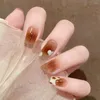 False Nails 24Pcs Harmless Ultra-thin DIY Winter Autumn Temperament Gradient Nail Art Stickers Tips Manicure Accessories