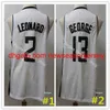 2021 Basketbal 2 Kawhi 13 Paul Leonard George Jersey Gestikt Zwart Wit Blauw