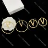 Letter Baroque Stud Earrings Vine Designer V Pendant Earrings Big Circle Gold Dangler With Box Lovers Gift Engagement Jewelry