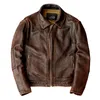 Herrenjacken Männer Leder Jacke schlucken Schwanz Vintage Motorrad Top Cowhide Mantel Männliche Biker -Kleidung 230313