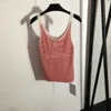 23SS Women Designer T -shirt Knits Jogging T -shirt met gestreepte borduurbrieven Crop Top Runway high -end merk luxe stretch mouwloze camisole jumper pullover