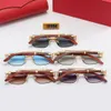 Luxury Man Designer Sunglasses for Women Fashion Frameless Rectangle Sunglass UV400 Eyeglass Wooden Mens Eyewear Eyelgasses