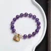 Charm Bracelets Natural Amethyst Strawberry Crystal Bracelet Women On Hand Chain Bangles Jewelry Aesthetic Fashion Female Now