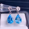 Boucles d'oreilles pendantes KJJEAXCMY Boutique bijoux en argent Sterling 925 incrusté de topaze bleue naturelle modèles féminins de luxe support détection à la mode