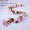 Decorative Flowers 2.2M Simulation Cherry Blossom Vine Wreath Wedding Arch Decoration Fake Plant Leaf Rattan Trailing Flower Ivy Wall