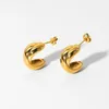 Hoop Earrings Trend Marka Retro 18k Gold Plated Stainless Steel Jewelry Cross Huggie For Women
