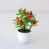 Decoratieve bloemen kransen kunstmatige planten bonsai oranje granaatappel fruit chili boom potten vensterbank decor huistafel decoratie mini