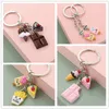 Ice Cream Name Plate Keychain Resin Simulated Notch Chocolate Keychain For Girl And Woman Creative Gift