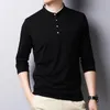 T-shirt da uomo 2023 Primavera Mens Tshirt manica lunga Stand Basic Solid Top Tee Uomo Casual T-shirt in cotone da uomo Slim Fit Canotta M-4XL