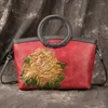 Abendtaschen Johnature Echtes Leder Luxus Handtaschen Frauen Tasche 2023 Retro Natur Rindsleder Handgemachte Prägung Schulter Crossbody