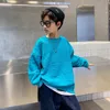 パーカースウェットシャツキッズ服の男の子スウェットシャツティーンエイジ春秋の長袖o-neckかわいいパーカーデザイナーコートボーイ服4年目230313