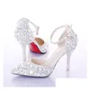 Schuhe Neueste Kristall Strass Shiny High Heel Weibliche Dame Frauen Braut Abend Prom Party Club Bar Brautjungfer Drop Delive Dhoxn