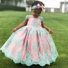 Girl Dresses Cute Baby Pink Satin Mint Appliques Princess Flower Birthday Pageant Communion Robe De Demoiselle Wedding Guest