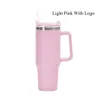 Com logotipo 40oz rosa com logotipo copos copo com alça isolada tampas de aço inoxidável palha carro viagem canecas café tumbler287n