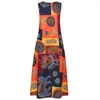 Casual Dresses Women's Dress Bohemian Sleeveless Vintage Print Long Summer V-Neck Fashion Plus Size Maxi 2023
