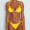 Costumi da bagno da donna 2023 Bikini sexy perizoma da donna Rosa Blu Nero Giallo Solido Costume da bagno da spiaggia Materiale speciale Costumi da bagno all'ingrosso