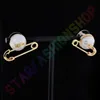 Saturno Pearl Charm Luxury Classic Pendse Marquel Designer Celebrity Round Round Drinestone Pendientes de boda Joyería