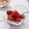 Ciotole Ciotola Di Vetro Trasparente Creativo A Forma Di Cuore Bordo Dorato Occhio Di Martello Modello Insalata Frutta Dessert Set Di Stoviglie