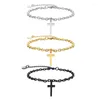 Bracelets porte-bonheur 18 5 cm mode croix Bracelet en acier inoxydable pour hommes femmes Rolo chaîne foi Christ jésus décontracté mâle garçon bijoux