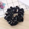 Cartoon Flower Printed Hair Rope Ribbon Ponytail Hair Tie Soft Silk Stretch Elastic Hair Bands Hair Ring Plaid Elegant Scrunchies Headdress 1911