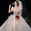 2023 Арабские свадебные платья Милая атласная с коротким рукавом винтажные срезы рюшированные сексуальные открыты