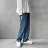 Męskie dżinsy amerykańskie retro jacquard dżinsy mężczyźni Autum Summer Street Ruffian przystojny luźne spodnie Prosty Drop Vintage Denim w trudnej sytuacji 230313