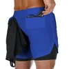 Shorts de course à double pont hommes poches multiples GYM Sport Fitness Jogging entraînement pantalons de sport à séchage rapide