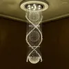 Chandeliers Long Spiral LED Crystal Chandelier Light Lustre Rain Drop Lamp For Lobby Staircase Stairs Foyer