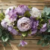 Dekorative Blumenkränze für Hochzeiten, Bogenblumen, künstliche Seidenblumen, Swag-Blumen, künstliche grüne Blätter, lila Rosen, Türdekoration, Kranz für Tischdekoration 230313