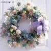 Decorative Flowers Wreaths 50cm Artificial garland onion ball hWedding anging decoration home door wall jewelry decoration wreath Christmas Gift flower 230313