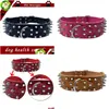 Dog Collars Leashes Large Pet Collar 2 Inch Wide Croc Leather Spiked For Pitbls Dogs Size M L Xl Xxl Big Products Drop Delivery Ho Dhmdn